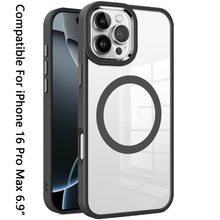 For iPhone 16 PRO MAX Case Magnetic Circle with Metal Buttons + Tempered Glass