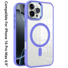 For iPhone 16 PRO MAX Case Magnetic Circle with Metal Buttons + Tempered Glass