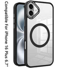 For iPhone 16 Plus 6.7in Case Magnetic Circle with Metal Buttons +Tempered Glass