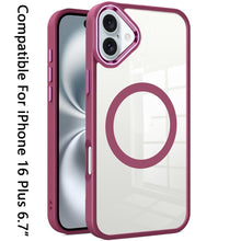 For iPhone 16 Plus 6.7in Case Magnetic Circle with Metal Buttons +Tempered Glass