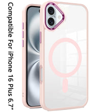 For iPhone 16 Plus 6.7in Case Magnetic Circle with Metal Buttons +Tempered Glass