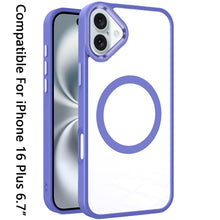 For iPhone 16 Plus 6.7in Case Magnetic Circle with Metal Buttons +Tempered Glass