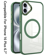 For iPhone 16 Plus 6.7in Case Magnetic Circle with Metal Buttons +Tempered Glass