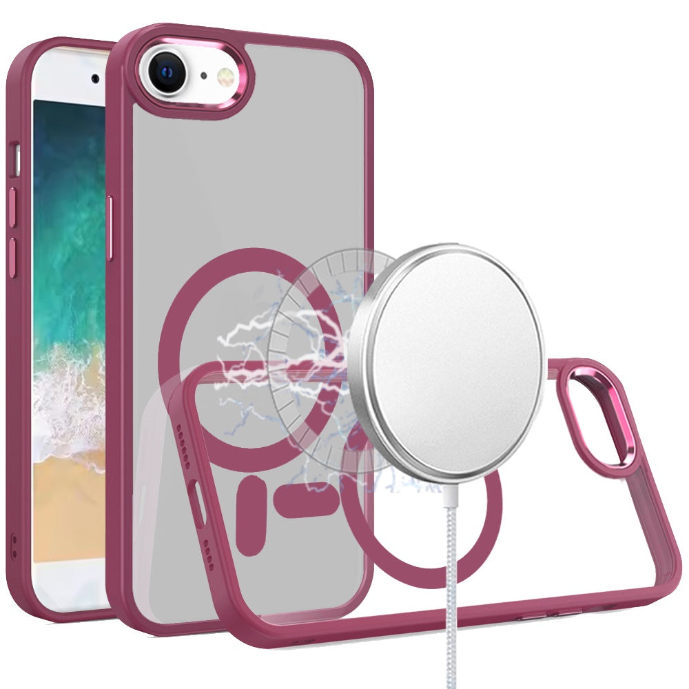 For iPhone 16e Case Thick Magnetic Circle with Metal Buttons + Tempered Glass