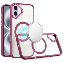 For iPhone 16 6.1inch Case Magnetic Circle with Metal Buttons + Tempered Glass