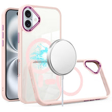 For iPhone 16 6.1inch Case Magnetic Circle with Metal Buttons + Tempered Glass