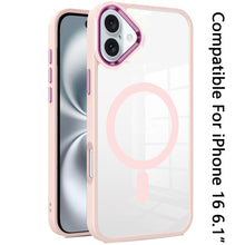 For iPhone 16 6.1inch Case Magnetic Circle with Metal Buttons + Tempered Glass