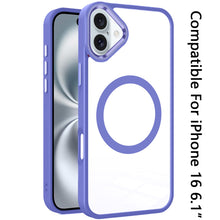 For iPhone 16 6.1inch Case Magnetic Circle with Metal Buttons + Tempered Glass