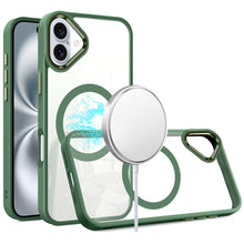 For iPhone 16 6.1inch Case Magnetic Circle with Metal Buttons + Tempered Glass