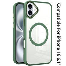 For iPhone 16 6.1inch Case Magnetic Circle with Metal Buttons + Tempered Glass