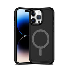 For iPhone 11 6.1 in. Case Shock-absorbent Magnetic Circle Cover +Tempered Glass