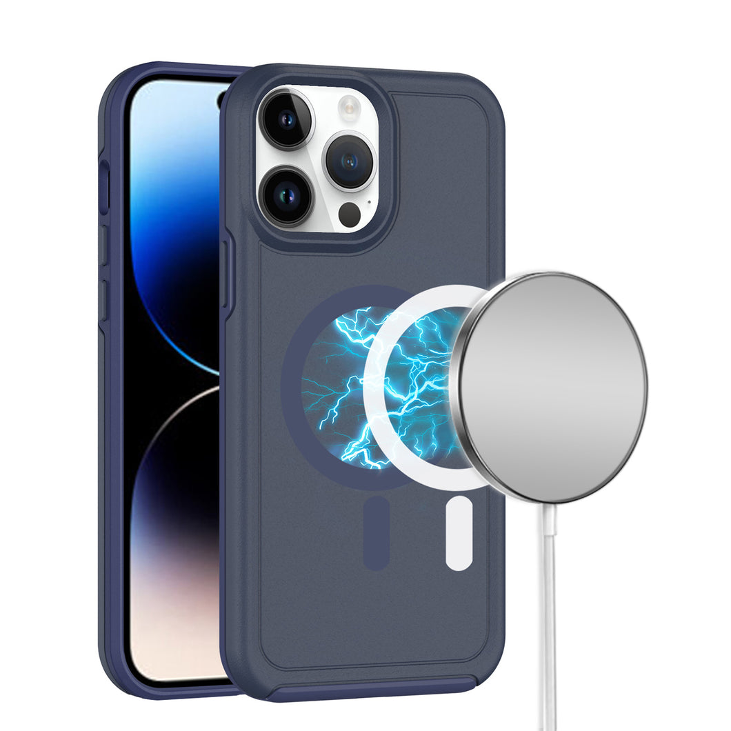 For iPhone 12 Pro Max Case Shock-absorbent Magnetic Circle Cover +Tempered Glass