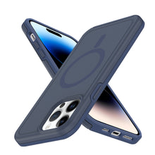 For iPhone 11 6.1 in. Case Shock-absorbent Magnetic Circle Cover +Tempered Glass