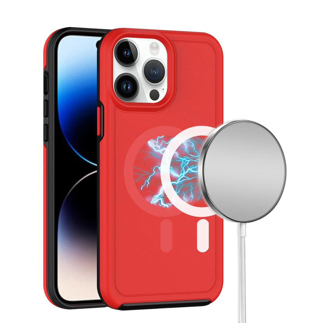 For iPhone 12 Pro Max Case Shock-absorbent Magnetic Circle Cover +Tempered Glass
