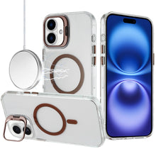 For iPhone 17 Case Metallic Camera Stand with Magnetic Circle + Tempered Glass