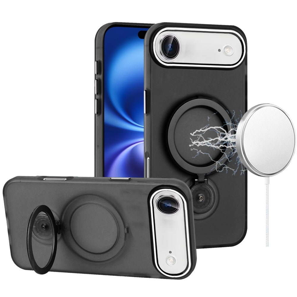 For iPhone Air Case Translucent Magnetic Circle with 360 Stand + Tempered Glass