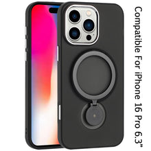 For iPhone 16 PRO MAX Case Magnetic Circle Ring 360 degree Stand +Tempered Glass