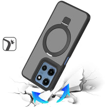 For Moto G 2025 Case Metal Circle Ring Stand Rugged Phone Cover + Tempered Glass