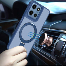 For Moto G 2025 Case Metal Circle Ring Stand Rugged Phone Cover + Tempered Glass