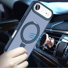 For iPhone Air Case Metal Circle Stand Rugged Magnetic Ring + Tempered Glass