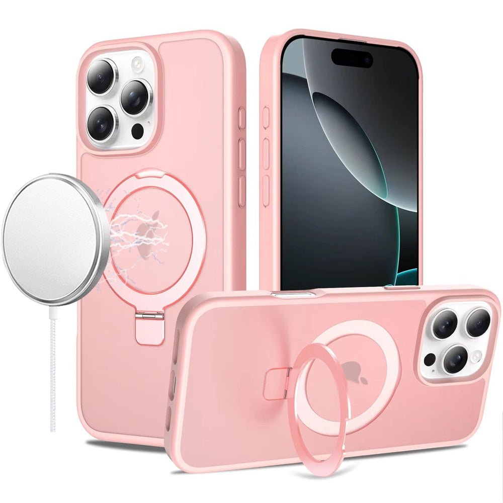 For iPhone 16 PRO MAX Case Metal Circle Ring Stand Rugged Cover + Tempered Glass