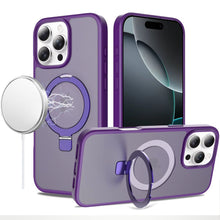 For iPhone 16 PRO MAX Case Metal Circle Ring Stand Rugged Cover + Tempered Glass