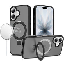 For iPhone 17 Case Magnetic Metal Circle Stand Rugged Cover + Tempered Glass