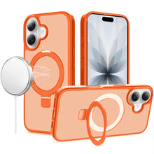 For iPhone 17 Case Magnetic Metal Circle Stand Rugged Cover + Tempered Glass