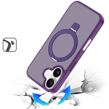 For iPhone 17 Case Magnetic Metal Circle Stand Rugged Cover + Tempered Glass