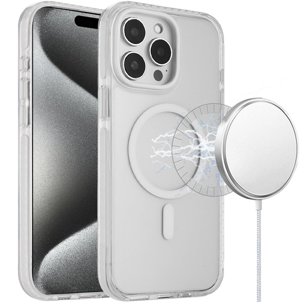 For iPhone 15 Pro Max Case Color Matching Trim Magnetic Circle +2 Tempered Glass