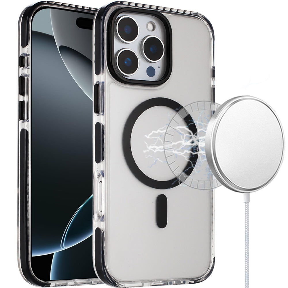 For iPhone 16 PRO MAX Case Color Matching Trim Magnetic Circle + Tempered Glass