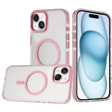 For iPhone 15 Case Color Matching Trim Magnetic Circle Cover + 2 Tempered Glass
