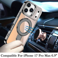 For iPhone 17 Pro Max Case Radiant Chrome Magnetic Circle Stand + Tempered Glass