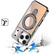 For iPhone 17 Pro Max Case Radiant Chrome Magnetic Circle Stand + Tempered Glass
