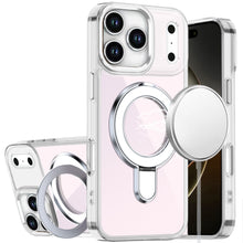 For iPhone 17 Pro Max Case Radiant Chrome Magnetic Circle Stand + Tempered Glass