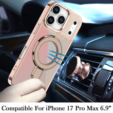 For iPhone 17 Pro Max Case Radiant Chrome Magnetic Circle Stand + Tempered Glass