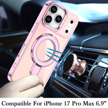 For iPhone 17 Pro Max Case Radiant Chrome Magnetic Circle Stand + Tempered Glass