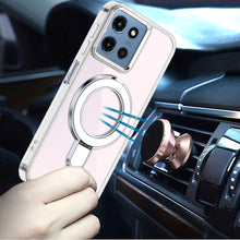 For Moto G 2025 Case Radiant Chrome Magnetic Circle with Stand + Tempered Glass