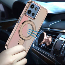 For Moto G 2025 Case Radiant Chrome Magnetic Circle with Stand + Tempered Glass