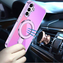 For Samsung A16 5G Case Radiant Chrome Magnetic Circle Stand + Tempered Glass