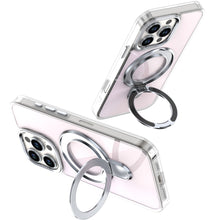 For iPhone 16 PRO MAX Case Radiant Chrome Magnetic Circle Stand + Tempered Glass
