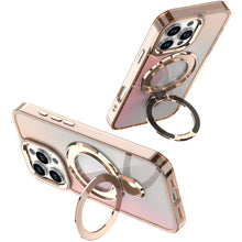 For iPhone 16 PRO MAX Case Radiant Chrome Magnetic Circle Stand + Tempered Glass
