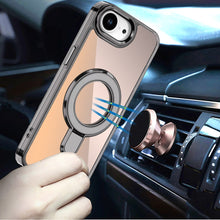 For iPhone 16e Case Radiant Chrome Cover Magnetic Circle Stand + Tempered Glass