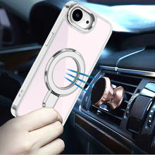 For iPhone 16e Case Radiant Chrome Cover Magnetic Circle Stand + Tempered Glass