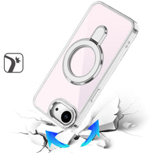 For iPhone 16e Case Radiant Chrome Cover Magnetic Circle Stand + Tempered Glass