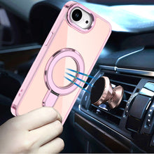 For iPhone 16e Case Radiant Chrome Cover Magnetic Circle Stand + Tempered Glass