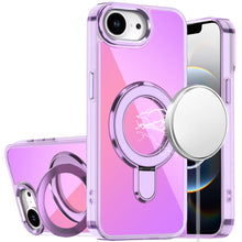 For iPhone 16e Case Radiant Chrome Cover Magnetic Circle Stand + Tempered Glass