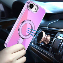 For iPhone 16e Case Radiant Chrome Cover Magnetic Circle Stand + Tempered Glass