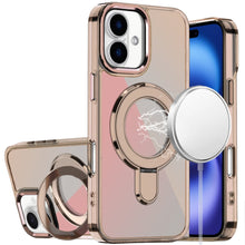 For iPhone 17 Case Radiant Chrome with Magnetic Circle Stand + Tempered Glass