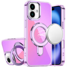 For iPhone 17 Case Radiant Chrome with Magnetic Circle Stand + Tempered Glass